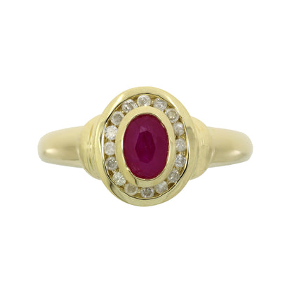 Natural .70ct Ruby Diamond Ring 10KT Yellow Gold by Bids.com