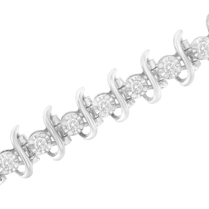 .925 Sterling Silver 1 cttw Prong-Set Diamond Link Bracelet (I-J, I1-I2) - 7.25" by Bids.com