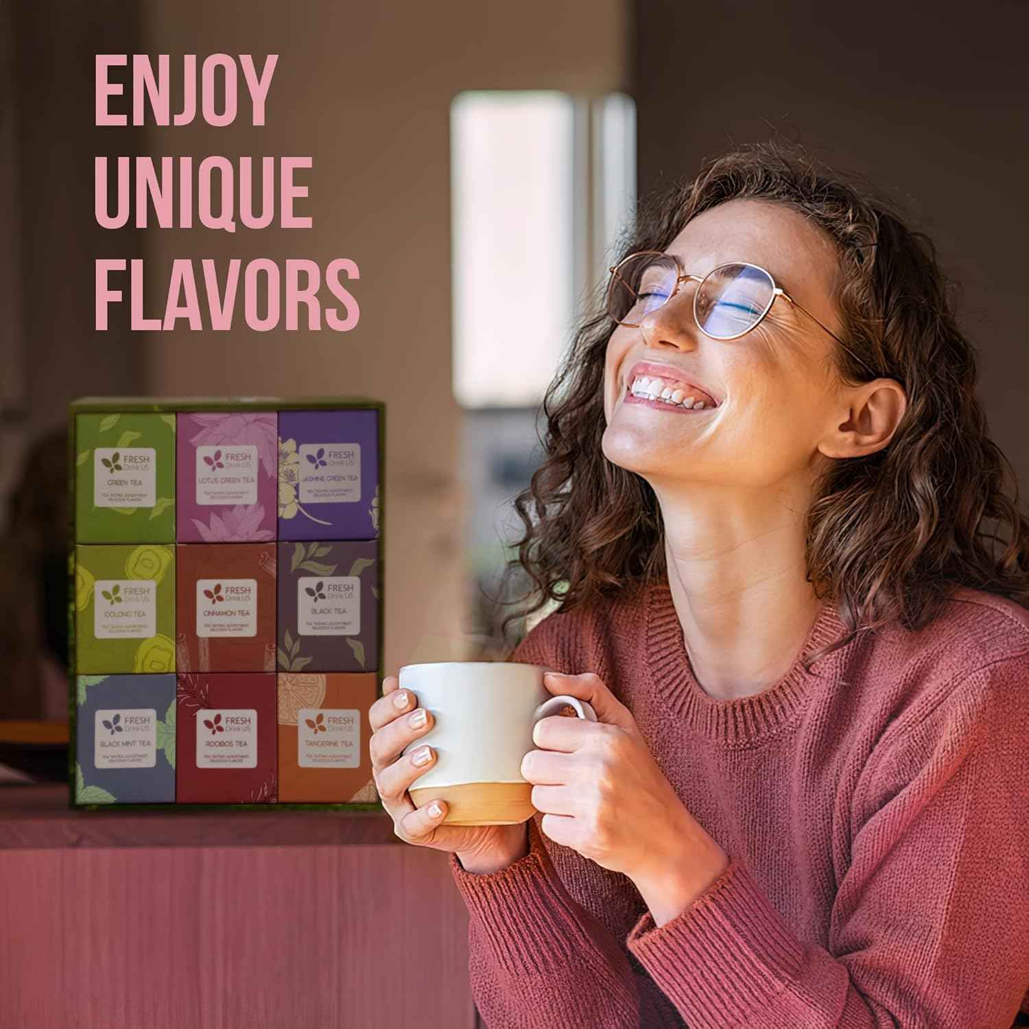 Premium 90 Tea Bags Sampler Assortment, 9 Different Flavors