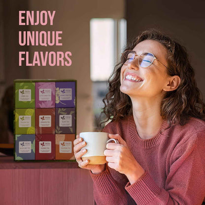 Premium 90 Tea Bags Sampler Assortment, 9 Different Flavors