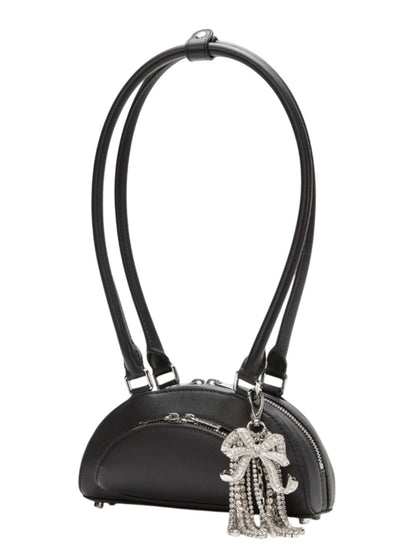 Self-Portrait Women Mini Black Leather Charm Crossbody Bag by Luosophy