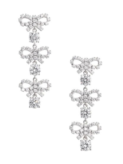Self-Portrait Women Crystal Micro Bow Tiered Earrings by Luosophy
