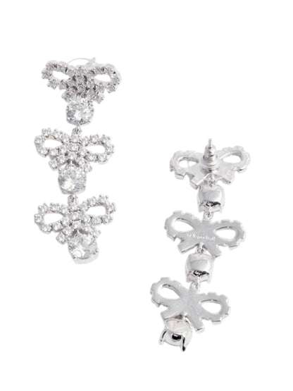 Self-Portrait Women Crystal Micro Bow Tiered Earrings by Luosophy