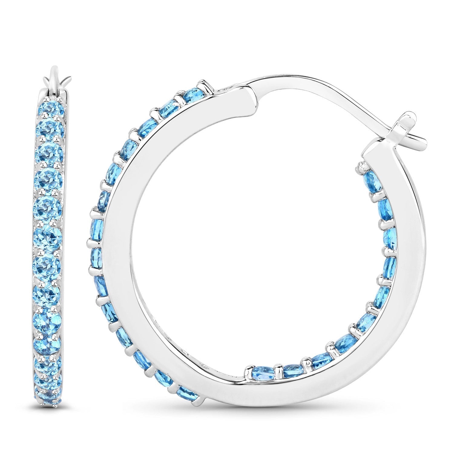 1.73 Carat Genuine Swiss Blue Topaz .925 Sterling Silver Earrings  DestGlow