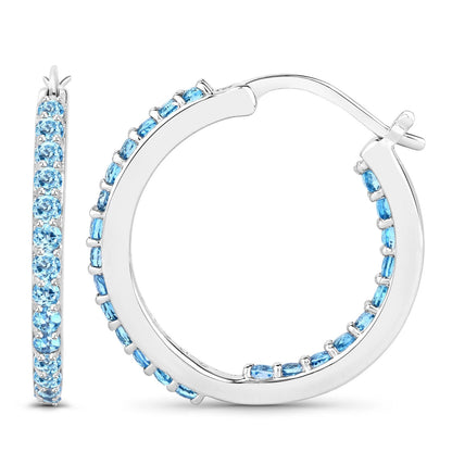 1.73 Carat Genuine Swiss Blue Topaz .925 Sterling Silver Earrings  DestGlow