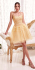 Ladivine 9310 Short A-Line Tiered Tulle Scoop Neckline Cocktail Dress by DiscountDressShop