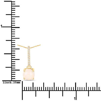0.53 Carat Genuine Ethiopian Opal and White Diamond 10K Yellow Gold Pendant  DestGlow