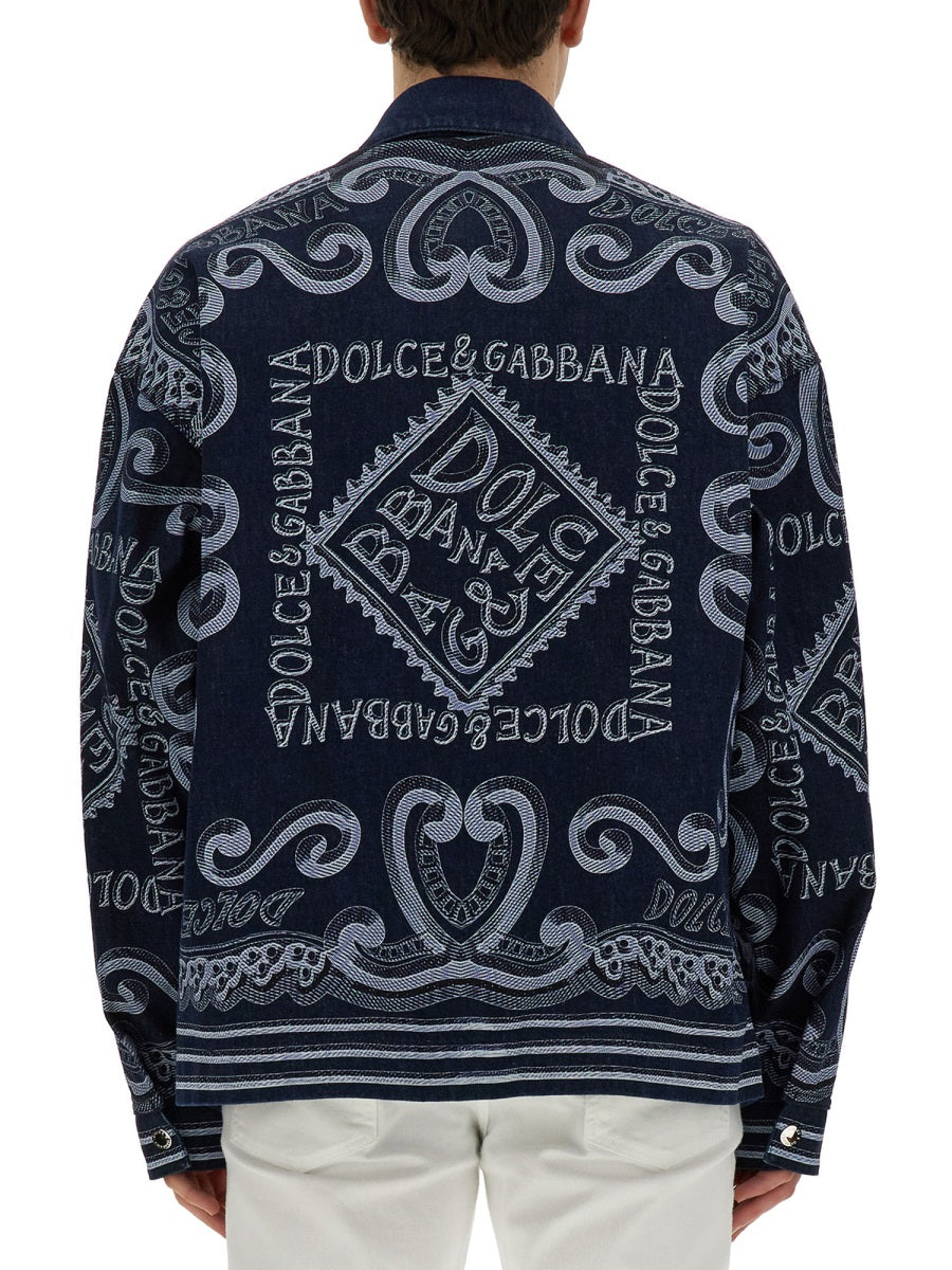Dolce &amp; Gabbana Men Navy Print Cardigan by Luosophy