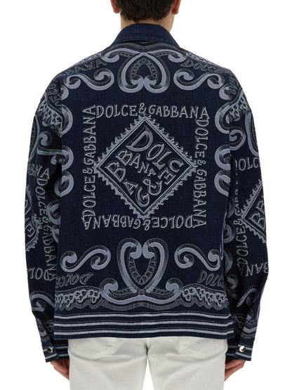 Dolce &amp; Gabbana Men Navy Print Cardigan by Luosophy