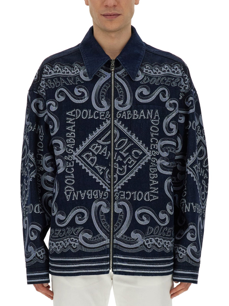 Dolce &amp; Gabbana Men Navy Print Cardigan by Luosophy
