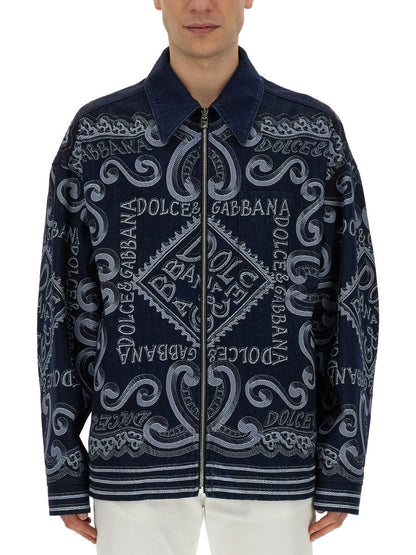 Dolce &amp; Gabbana Men Navy Print Cardigan by Luosophy