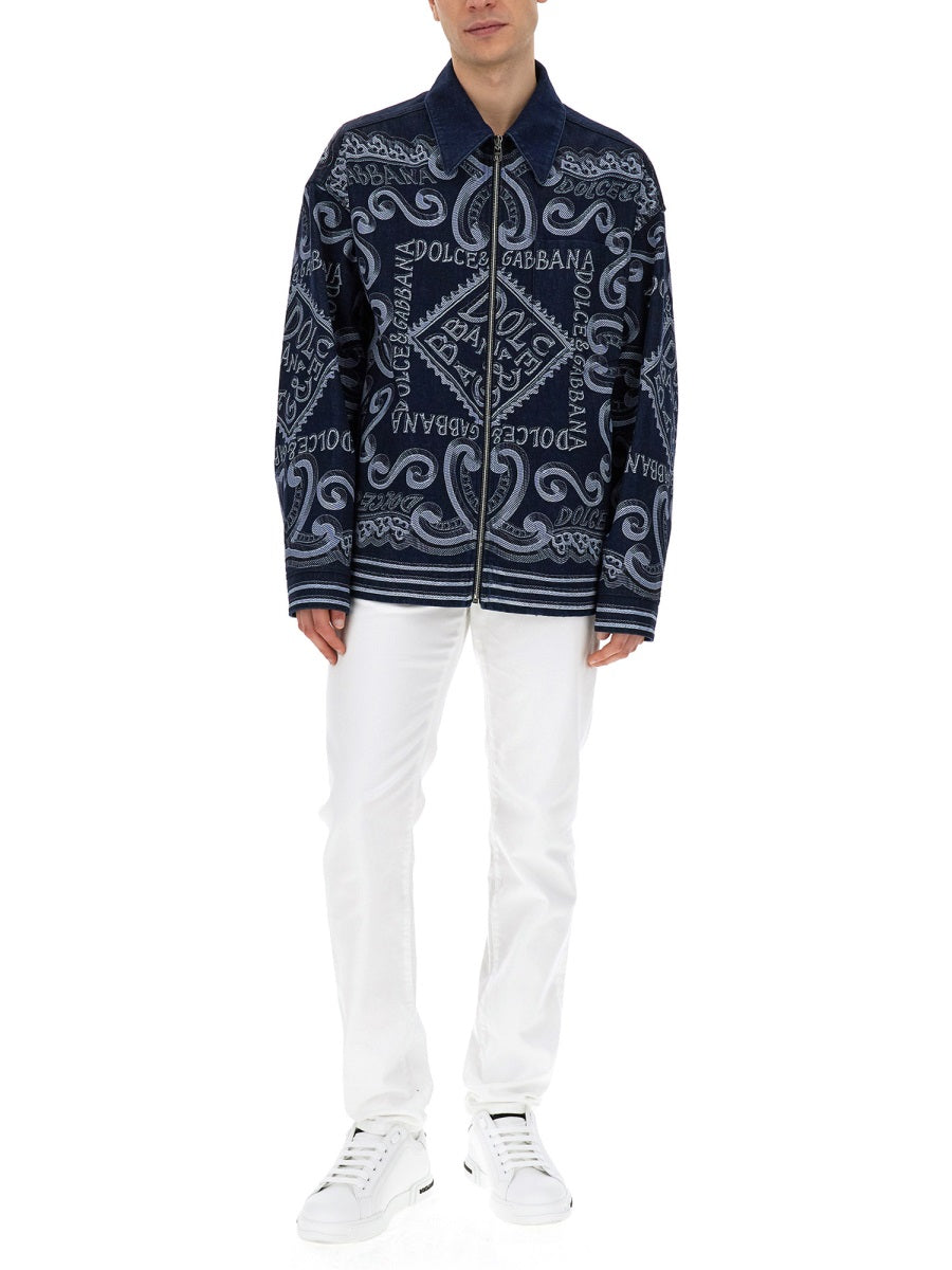 Dolce &amp; Gabbana Men Navy Print Cardigan by Luosophy
