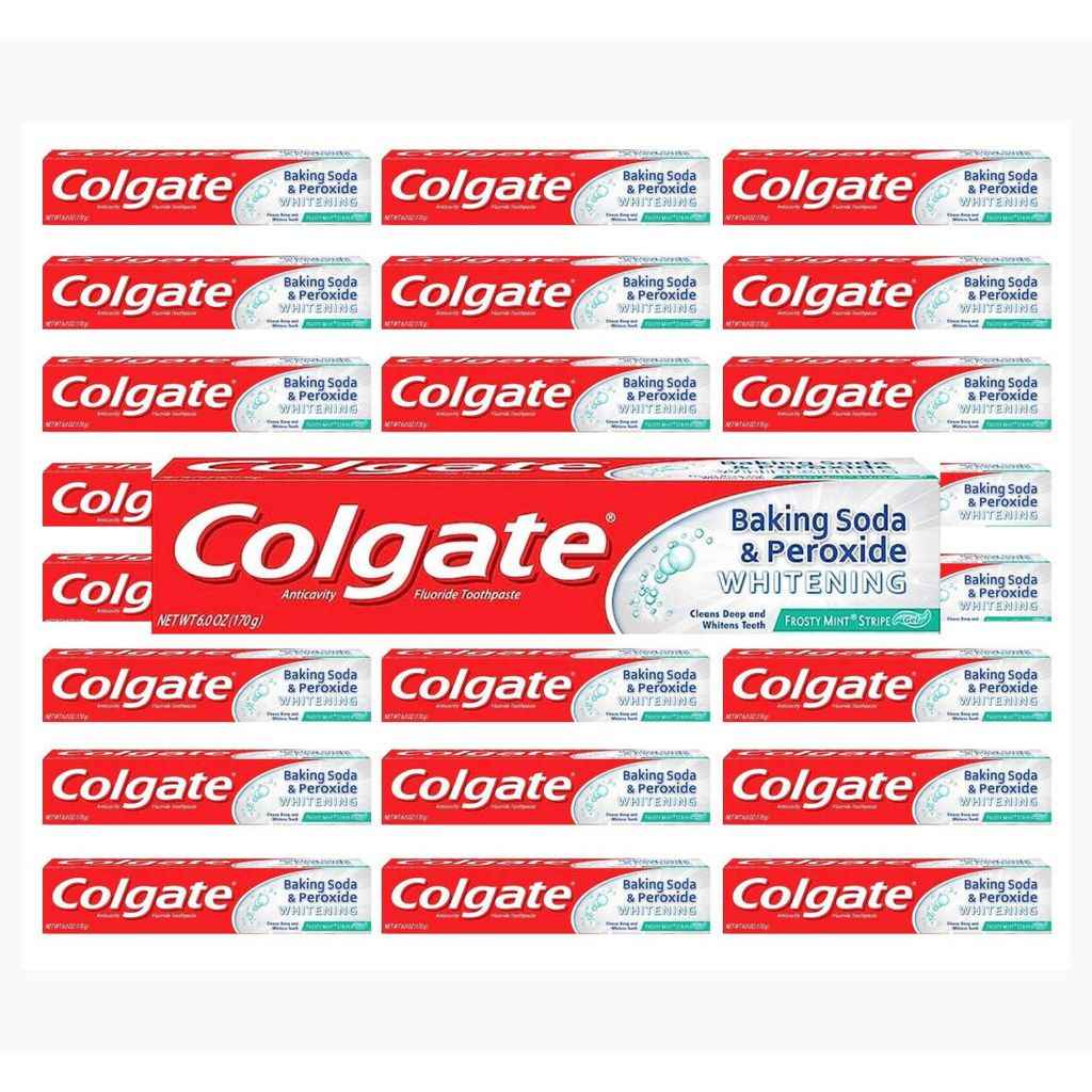 Colgate Gel Anticavity Fluoride, Baking Soda &amp; Peroxide Whitening Frosty Mint Stripe Toothpaste 6 Oz