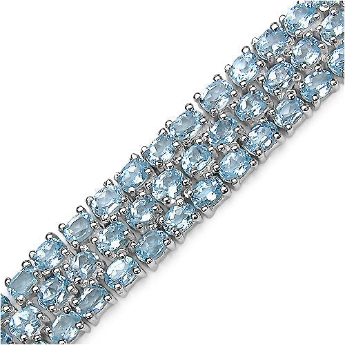 26.20 Carat Genuine Blue Topaz .925 Sterling Silver Bracelet  DestGlow