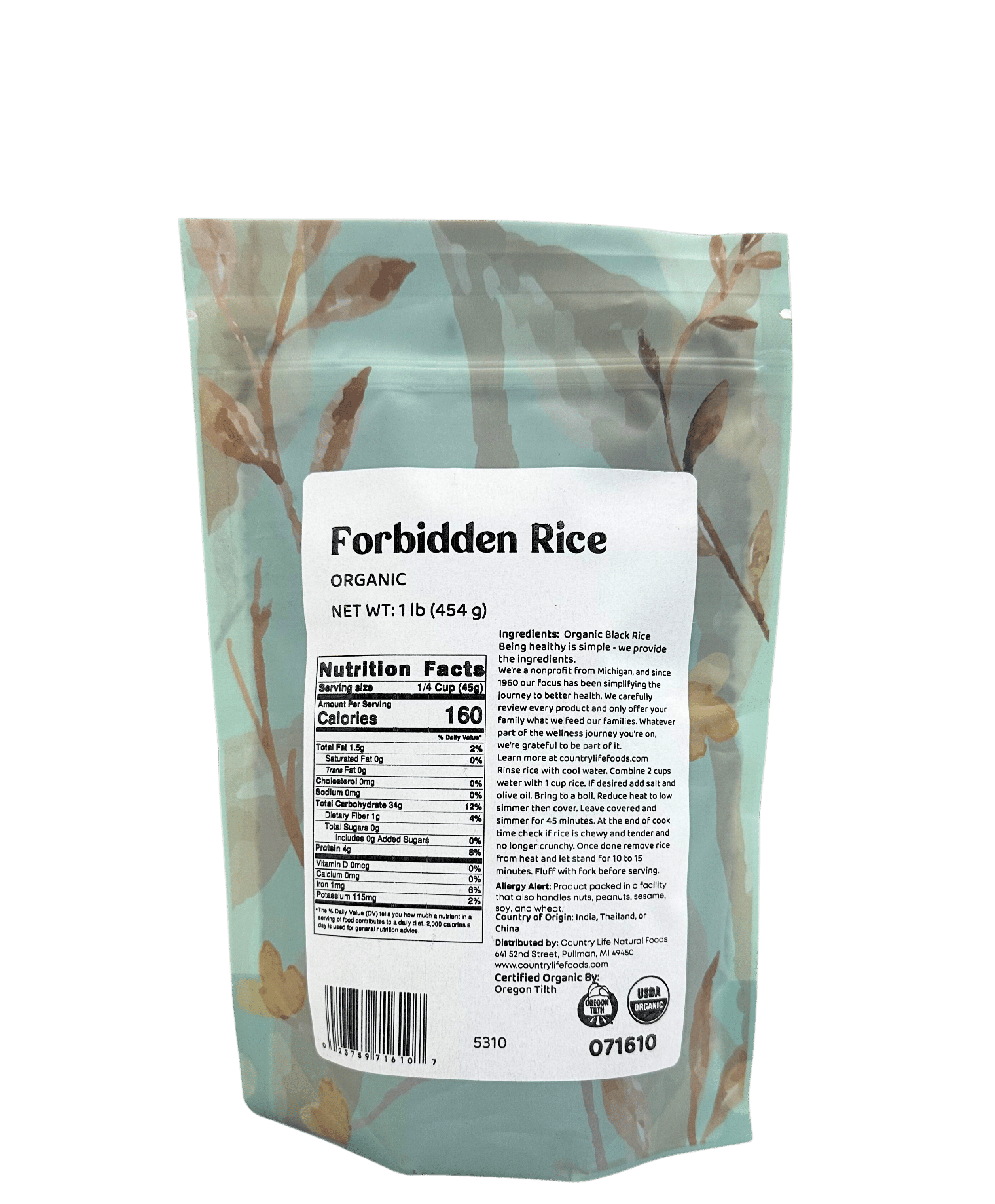 Forbidden Rice, Black, Organic (Black Pearl Rice)  DestGlow