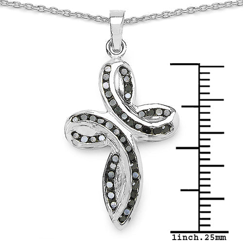 0.49 Carat Genuine Black Diamond .925 Sterling Silver Pendant  DestGlow