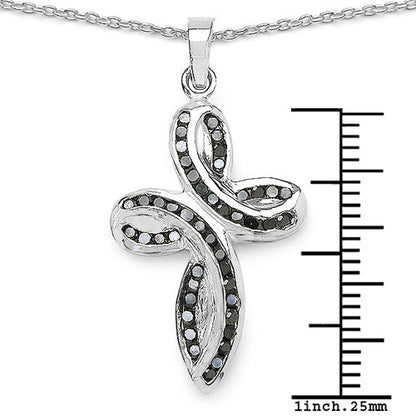 0.49 Carat Genuine Black Diamond .925 Sterling Silver Pendant  DestGlow