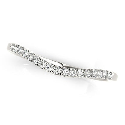14k White Gold Soft Curved Diamond Wedding Band (1/8 cttw) by Bids.com