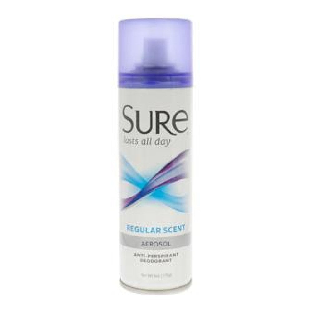 Sure Anti Perspirant Deodorant, Aerosol, Regular Scent 6 Oz 