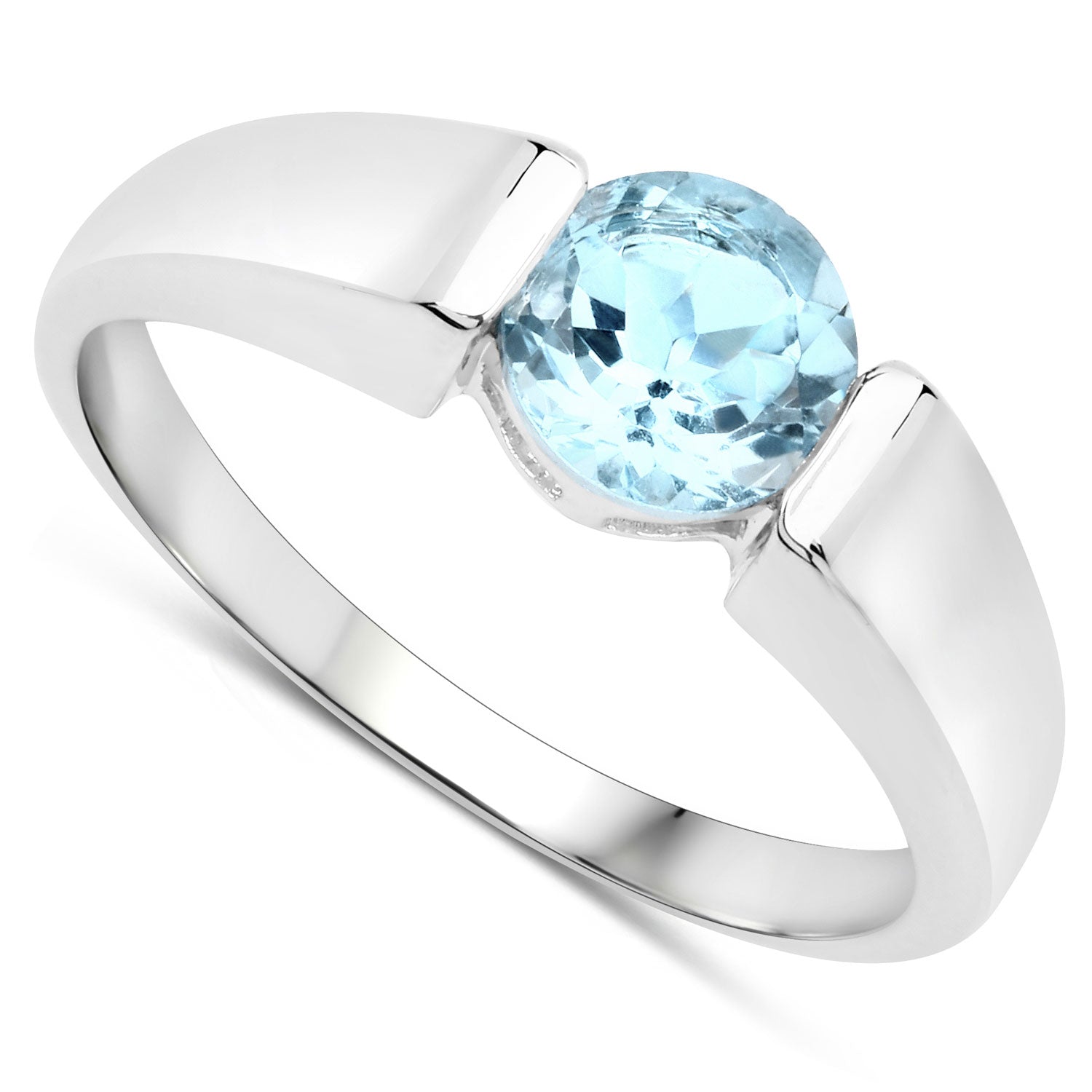 1.05 Carat Genuine Blue Topaz .925 Sterling Silver Ring  DestGlow