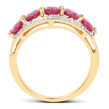 14K Yellow Gold Plated 1.90 Carat Genuine Ruby .925 Sterling Silver Ring by Bids.com