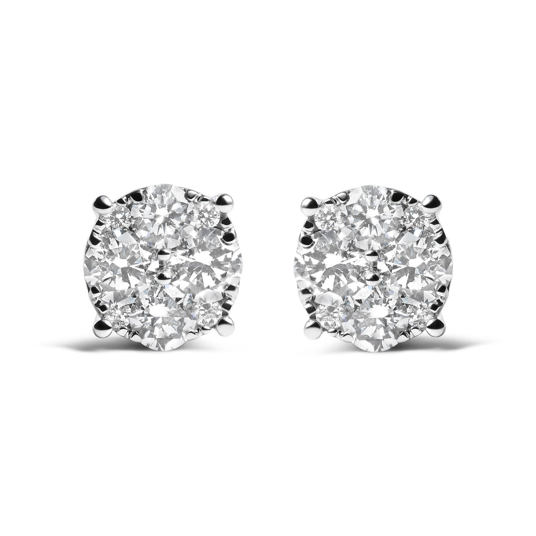 14K White Gold 2.00 Cttw Lab Grown Diamond Cluster Stud Earrings (G-H Color, VS1-VS2 Clarity) by Bids.com