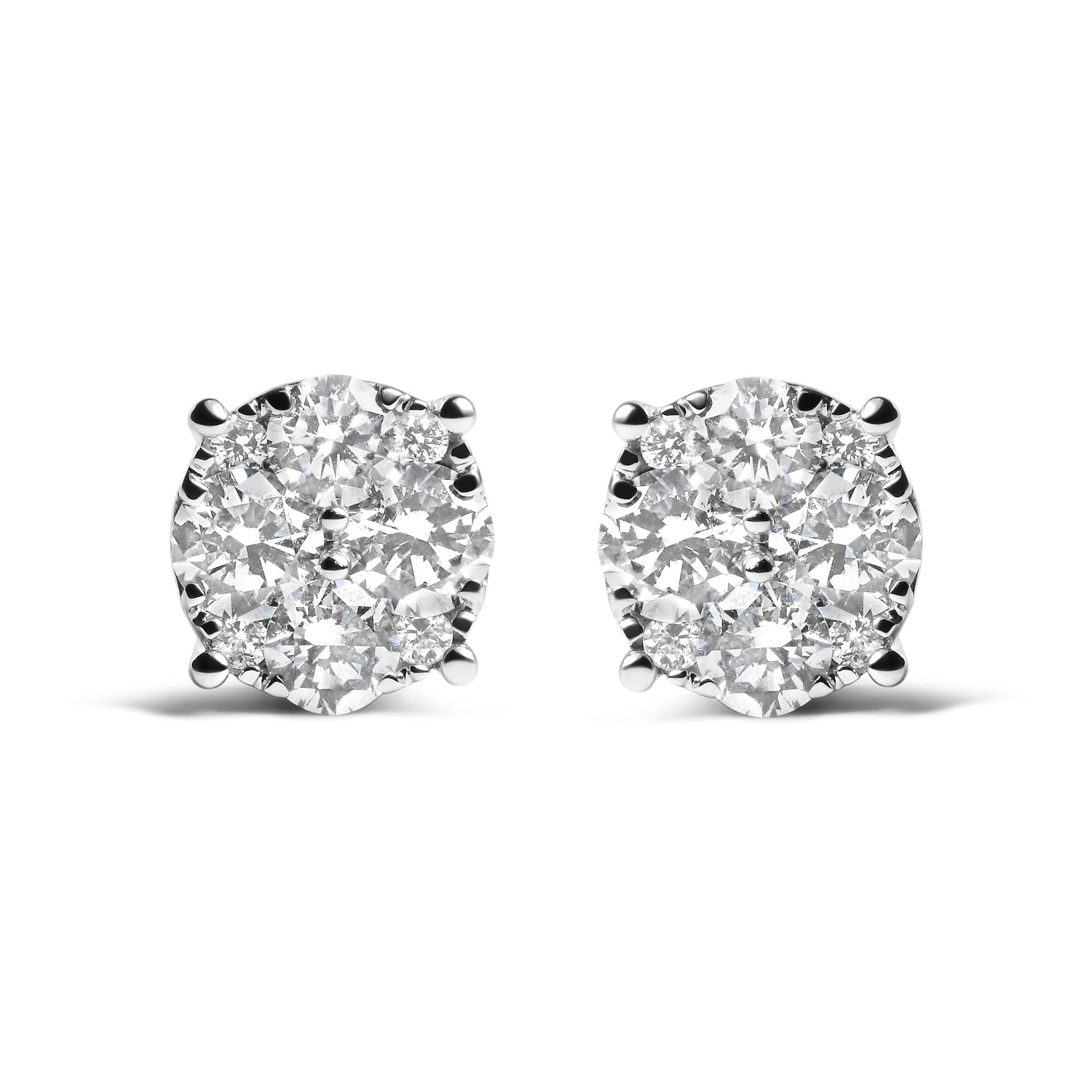 14K White Gold 2.00 Cttw Lab Grown Diamond Cluster Stud Earrings (G-H Color, VS1-VS2 Clarity) by Bids.com