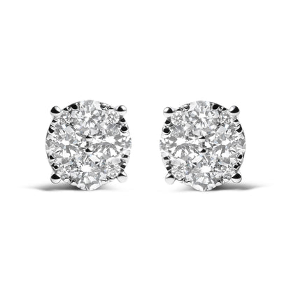 14K White Gold 2.00 Cttw Lab Grown Diamond Cluster Stud Earrings (G-H Color, VS1-VS2 Clarity) by Bids.com