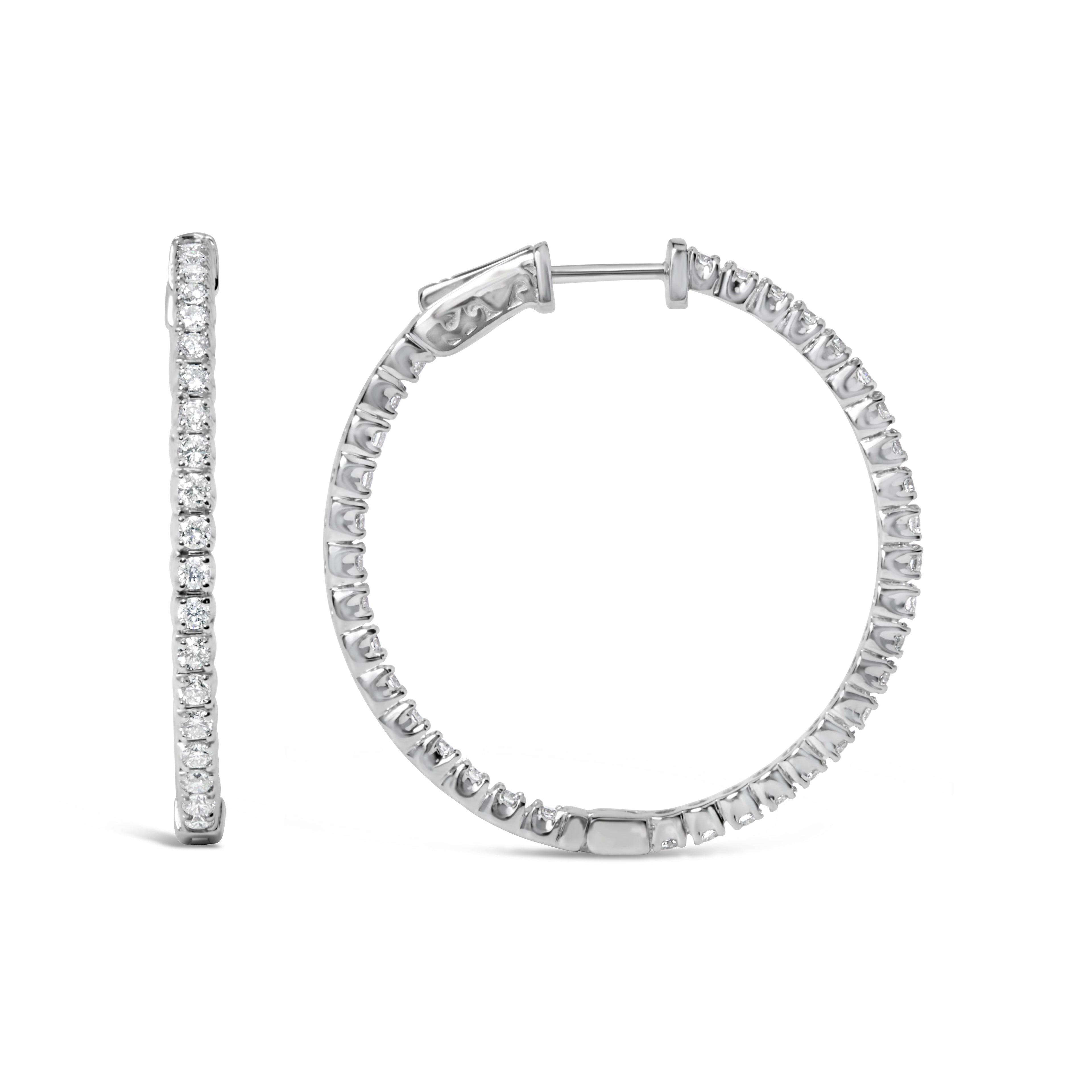 14K White Gold 1 3/4 Cttw Lab Grown Diamond Inside Out Hoop Earrings (G-H Color, VS2-SI1 Clarity) by Bids.com