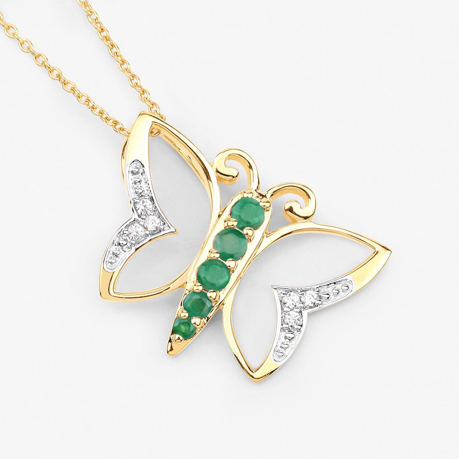 0.51 Carat Genuine Emerald and White Zircon .925 Sterling Silver Necklace by Bids.com