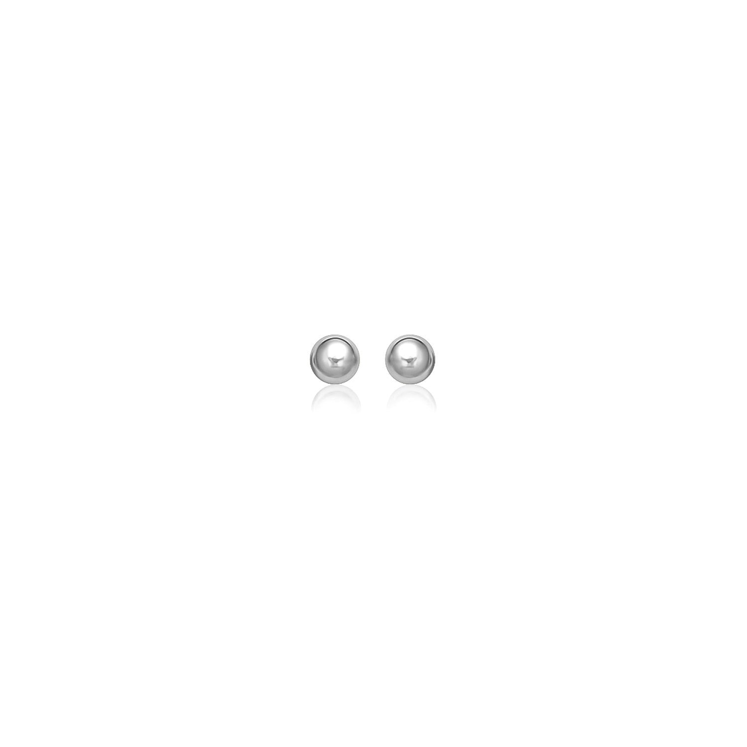 14k White Gold Spherical Stud Earrings (3.0 mm) by Bids.com