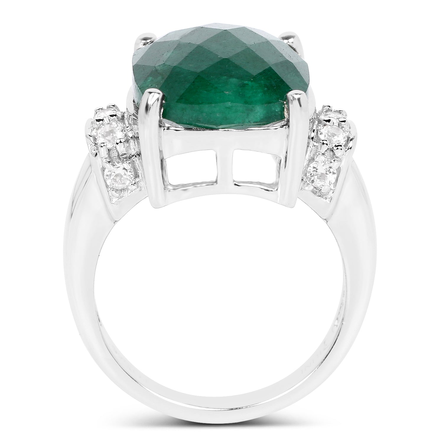 8.50 Carat Dyed Emerald and White Topaz .925 Sterling Silver Ring by Bids.com