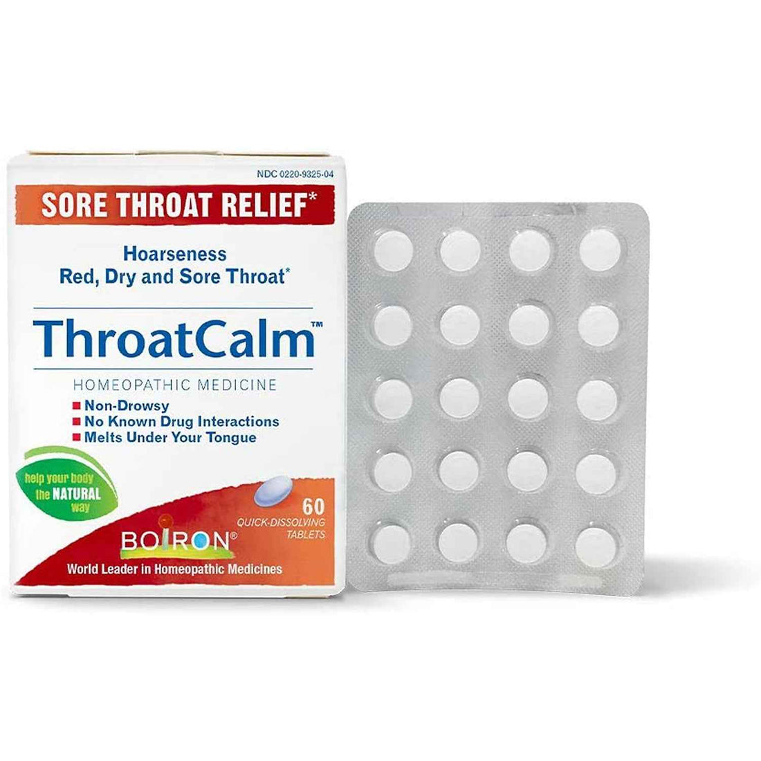 Boiron ThroatCalm Homeopathic Tablets For Sore Throat Relief
