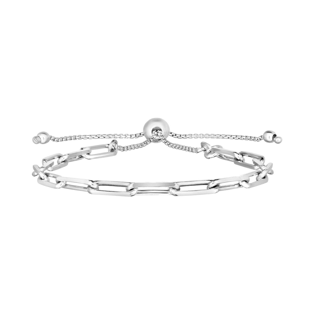Sterling Silver Paperclip Chain Adjustable Bracelet by Bids.com