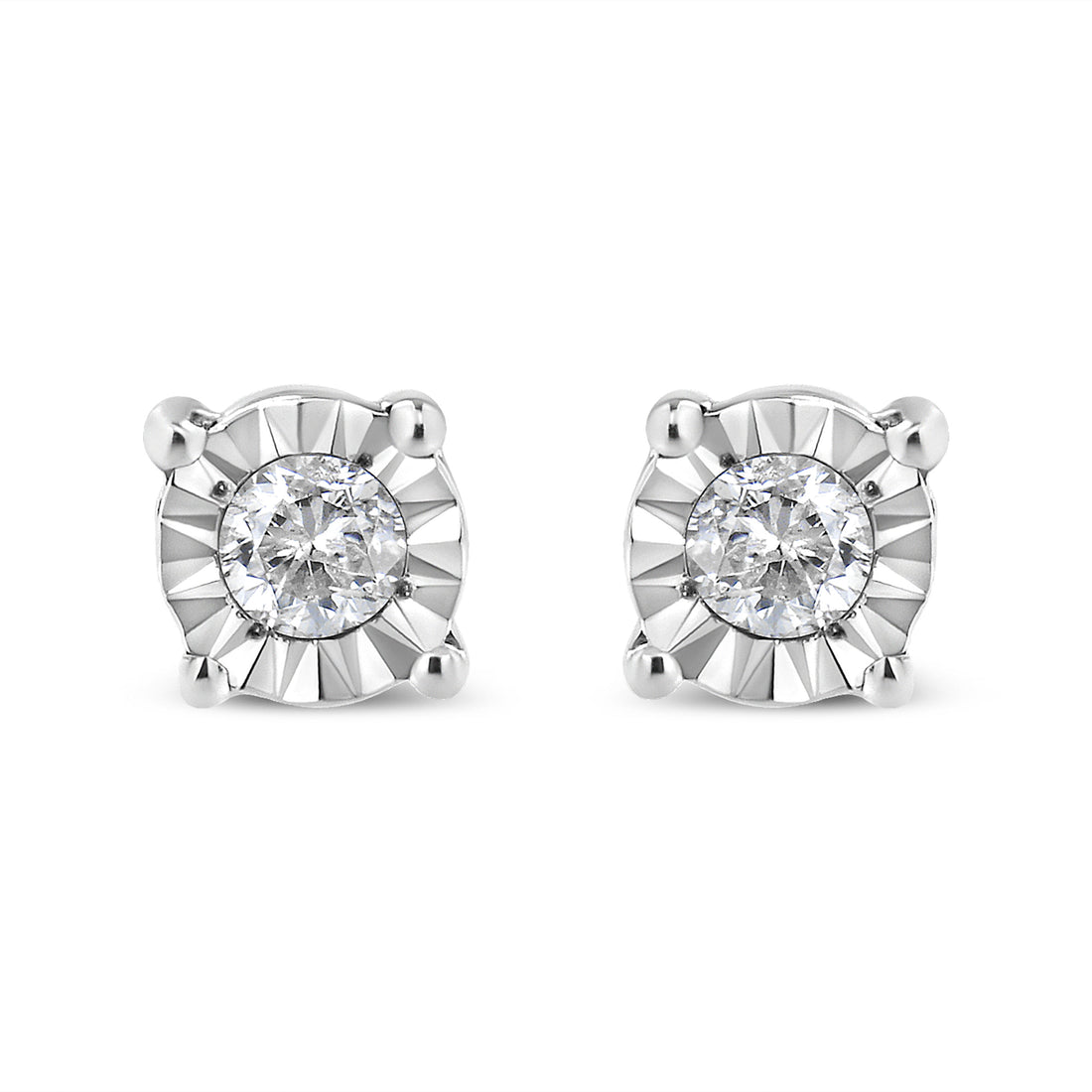10K Yellow Gold Plated .925 Sterling Silver 1/10 Cttw Round Brilliant-Cut Diamond Miracle-Set Stud Earrings (J-K Color, I3 Clarity) by Bids.com