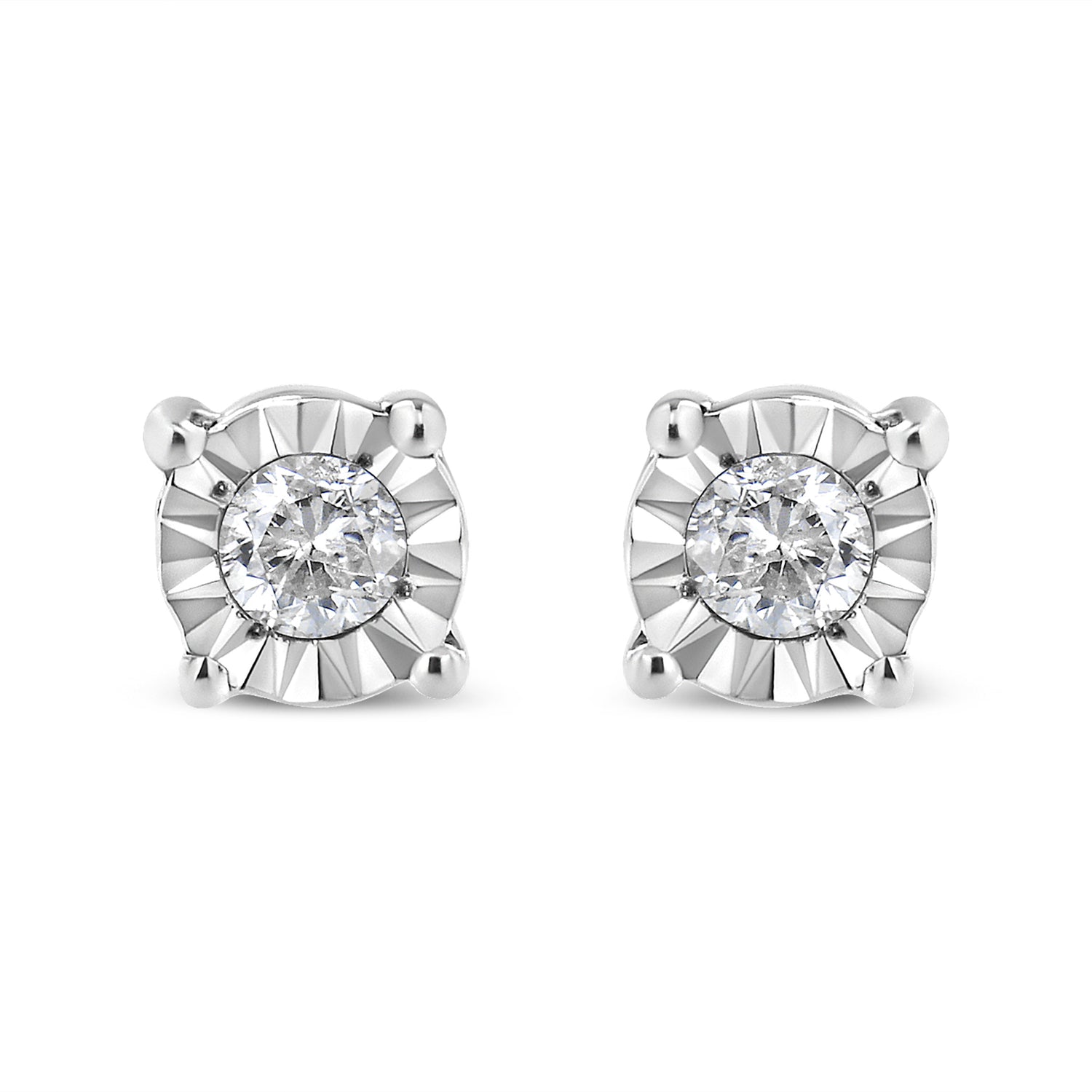 10K Yellow Gold Plated .925 Sterling Silver 1/10 Cttw Round Brilliant-Cut Diamond Miracle-Set Stud Earrings (J-K Color, I3 Clarity) by Bids.com