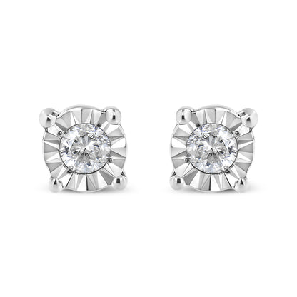 10K Yellow Gold Plated .925 Sterling Silver 1/10 Cttw Round Brilliant-Cut Diamond Miracle-Set Stud Earrings (J-K Color, I3 Clarity) by Bids.com