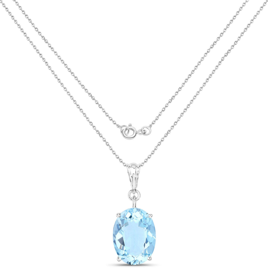 11.25 Carat Genuine Swiss Blue Topaz .925 Sterling Silver Pendant by Bids.com