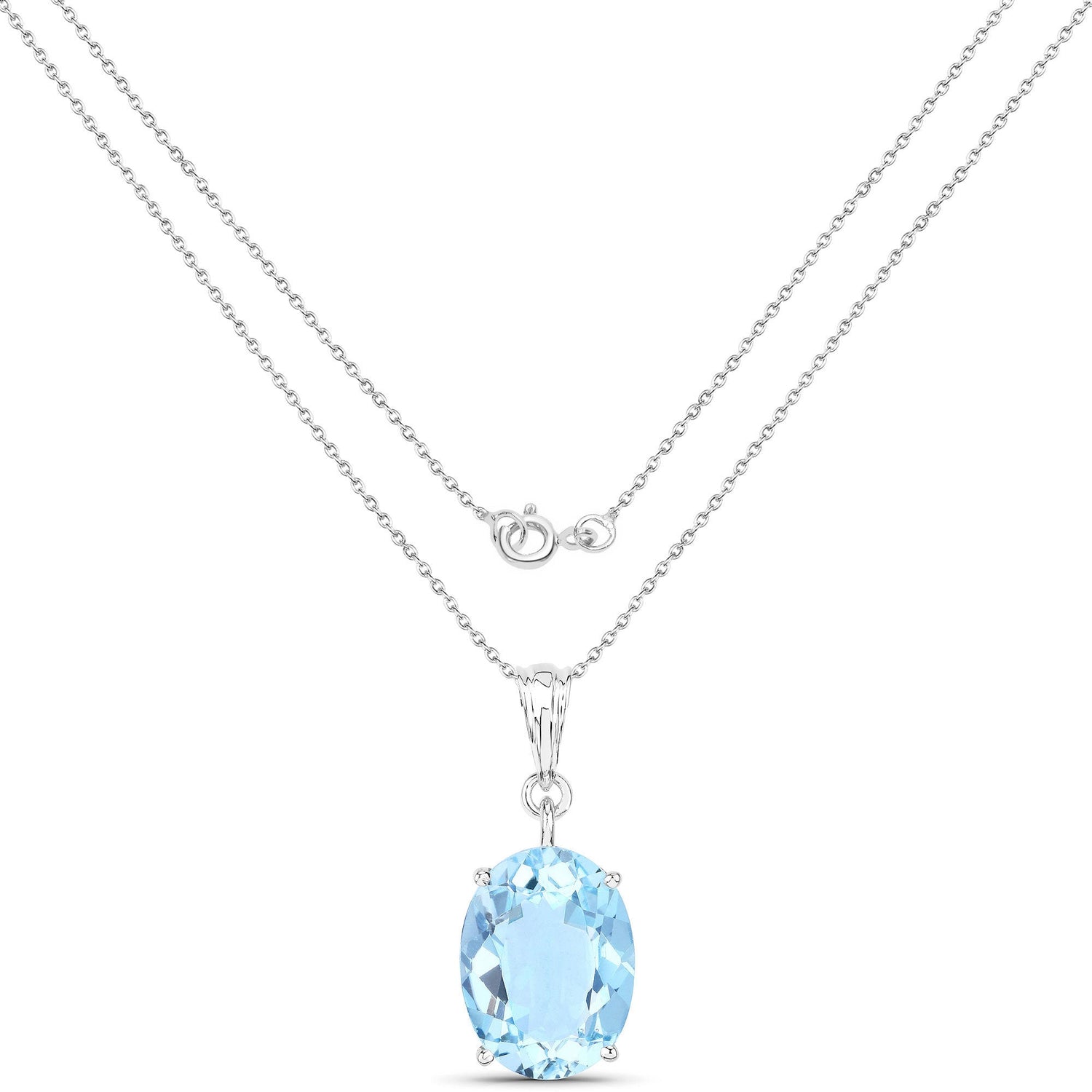 11.25 Carat Genuine Swiss Blue Topaz .925 Sterling Silver Pendant by Bids.com