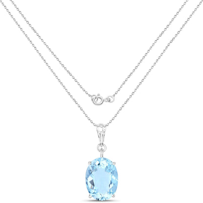 11.25 Carat Genuine Swiss Blue Topaz .925 Sterling Silver Pendant by Bids.com