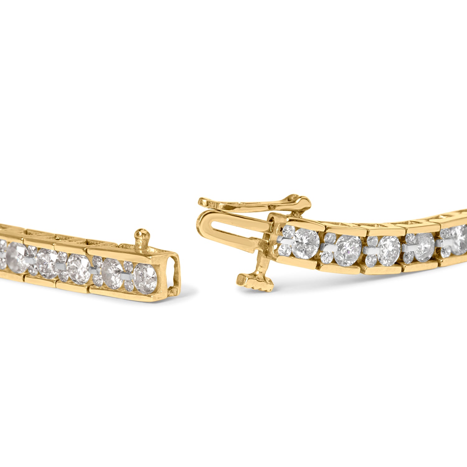 10K Yellow Gold 4.00 Cttw Channel Set Round Diamond Tennis 7" Bracelet (J-K Color, I1-I2 Clarity) by Bids.com