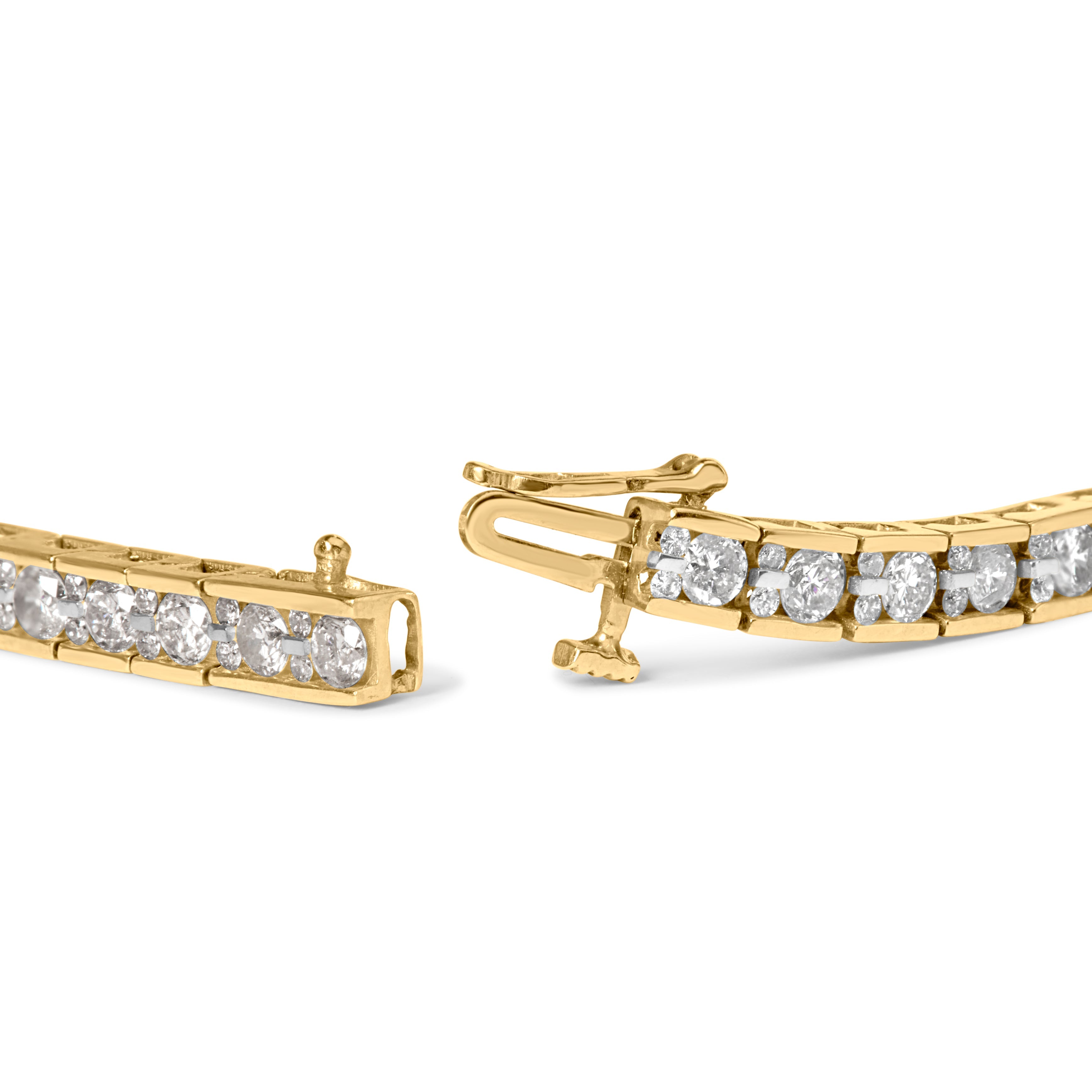 10K Yellow Gold 4.00 Cttw Channel Set Round Diamond Tennis 7" Bracelet (J-K Color, I1-I2 Clarity) by Bids.com