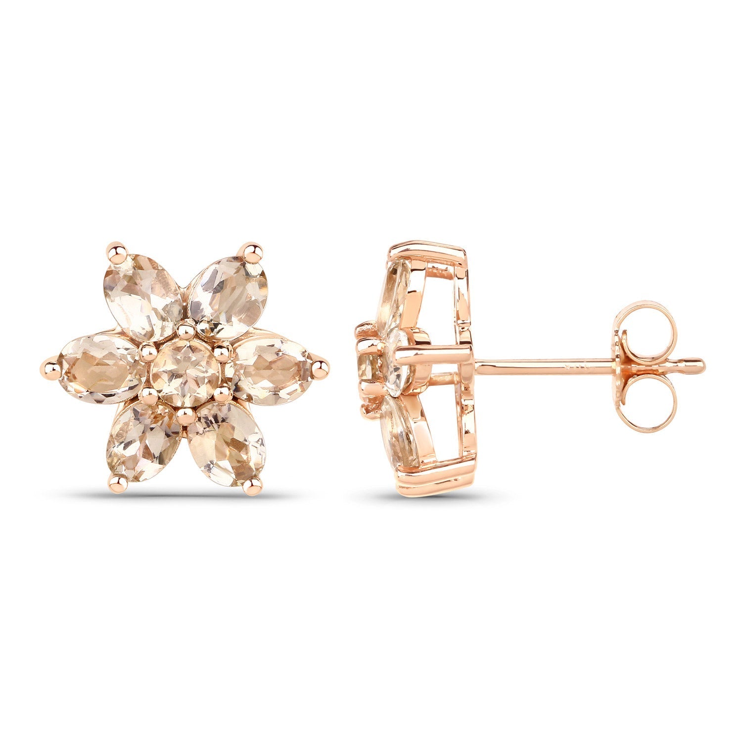 1.98 Carat Genuine Morganite 10K Rose Gold Earrings  DestGlow