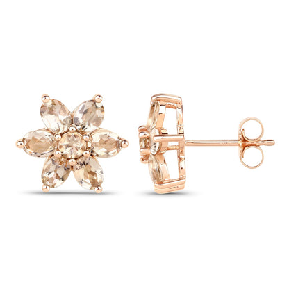 1.98 Carat Genuine Morganite 10K Rose Gold Earrings  DestGlow
