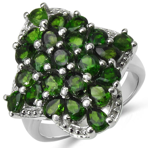 3.73 Carat Genuine Chrome Diopside .925 Sterling Silver Ring by Bids.com