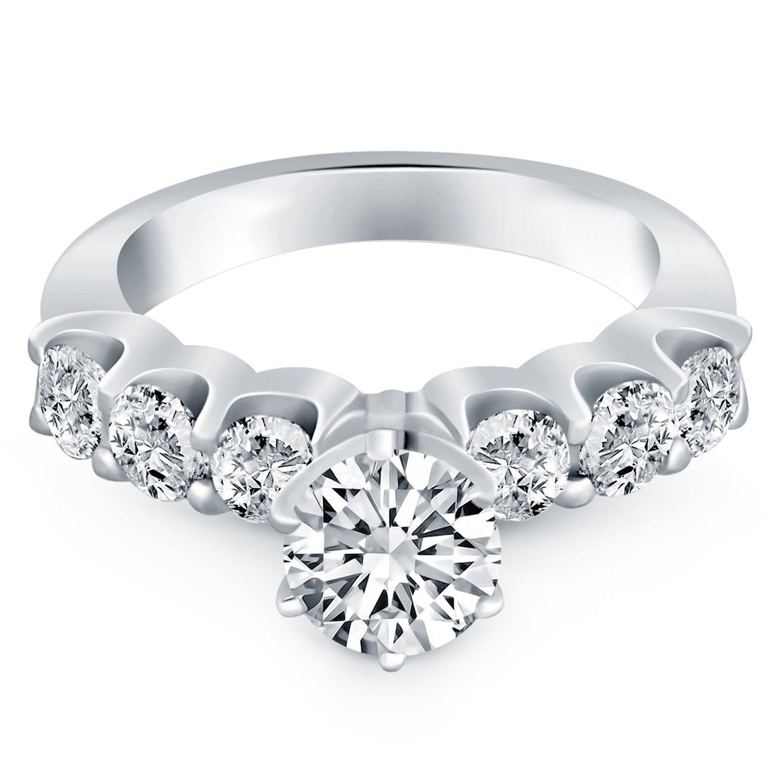 14k White Gold Shared Prong Diamond Engagement Ring by Bids.com