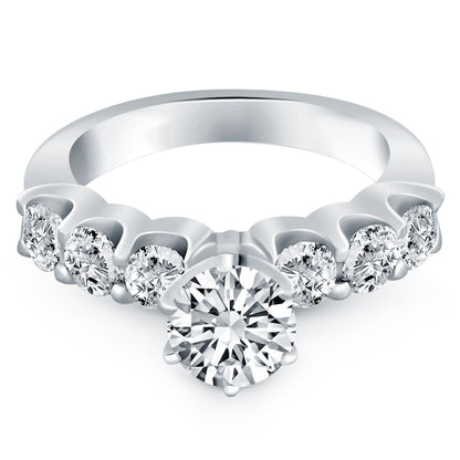 14k White Gold Shared Prong Diamond Engagement Ring by Bids.com