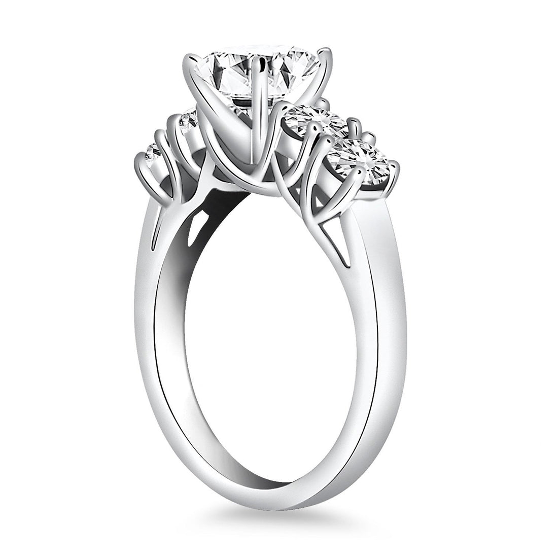 14k White Gold Five Stone Diamond Trellis Engagement Ring by Bids.com