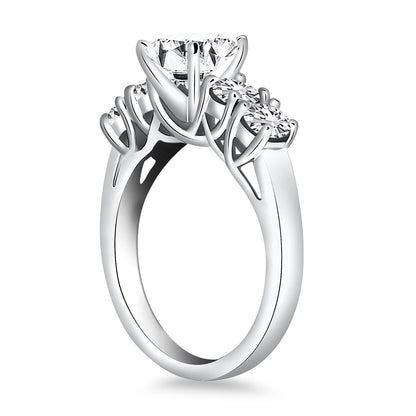 14k White Gold Five Stone Diamond Trellis Engagement Ring by Bids.com