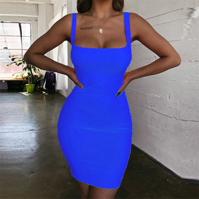 Candy Color Hip-Wrapped Sleeveless Strap Dress Women Dress by Ragazza